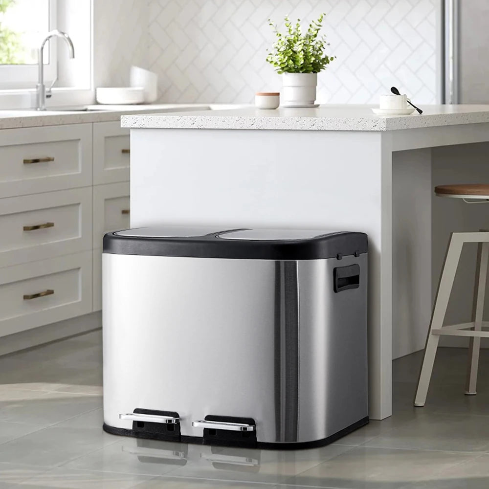 Dual-Compartment Recycling Bin – Organise Your Kitchen with Elegance & Efficiency