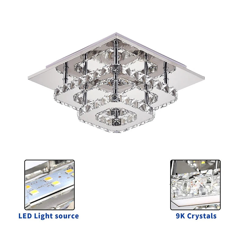 Crystal Elegance LED Ceiling Light – Illuminate Your Home with Luxury & Modern Style