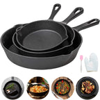 3-Piece Cast Iron Frying Pan Set – Elevate Your Everyday Cooking with Timeless Durability & Superior Flavour