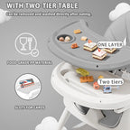 3-in-1 Convertible Baby High Chair – Foldable, Portable & Adjustable Dining Seat with Double-Layer Tray for Easy Feeding & Playtime