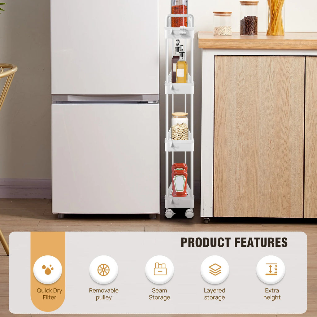 DayPlus 4-Tier Rolling Storage Trolley – Effortless Home Organisation with Space-Saving Mobility