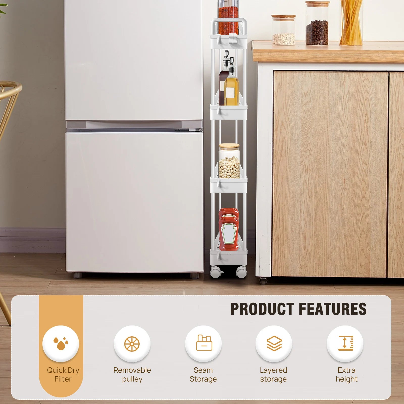 DayPlus 4-Tier Rolling Storage Trolley – Effortless Home Organisation with Space-Saving Mobility