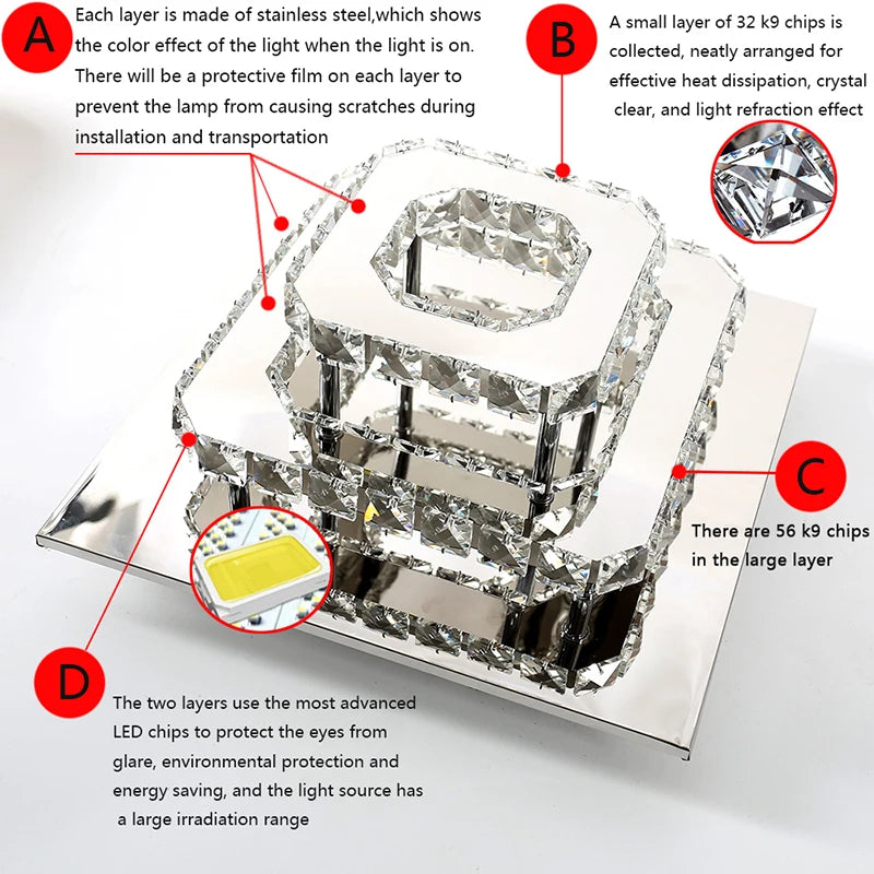 Crystal Elegance LED Ceiling Light – Illuminate Your Home with Luxury & Modern Style