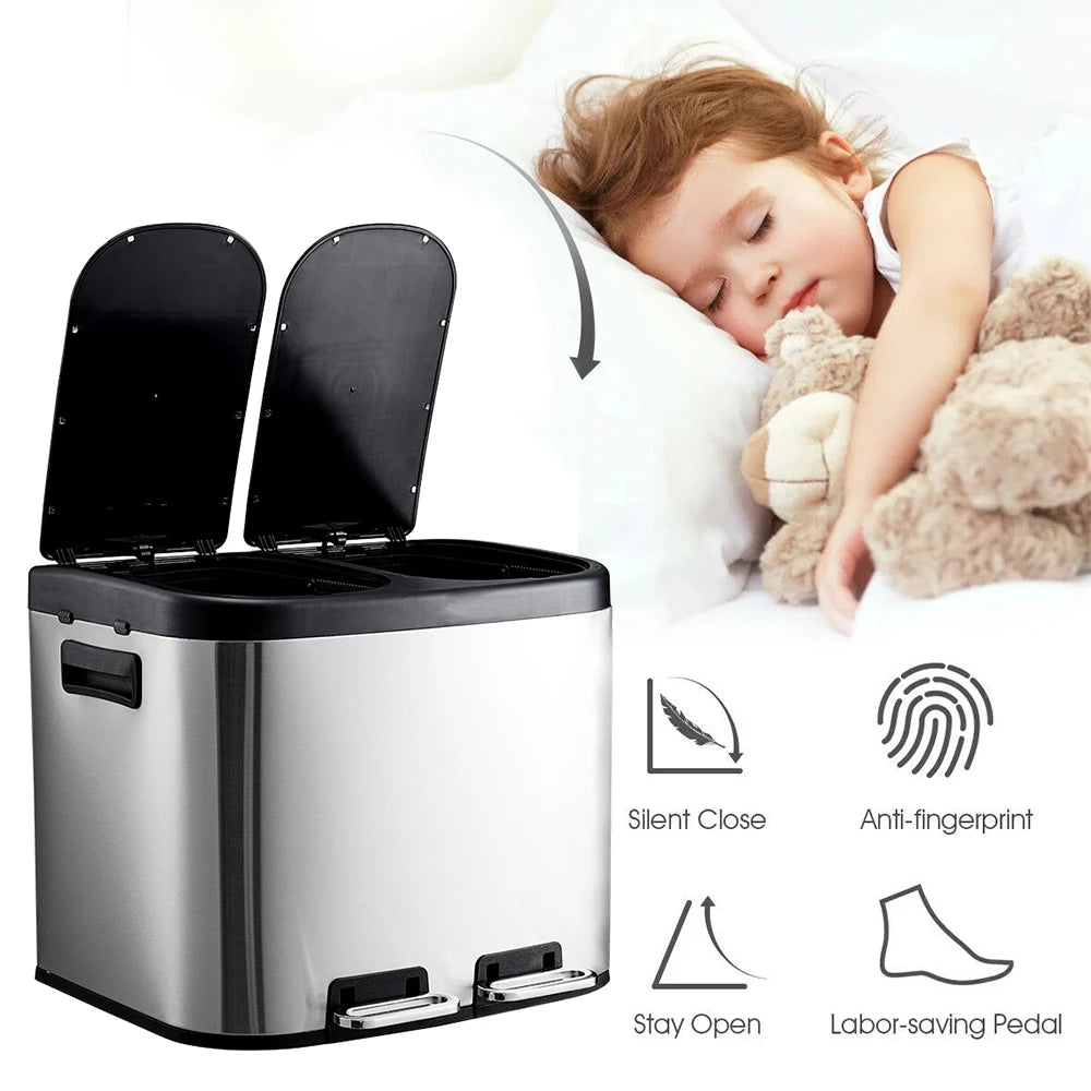 Dual-Compartment Recycling Bin – Organise Your Kitchen with Elegance & Efficiency