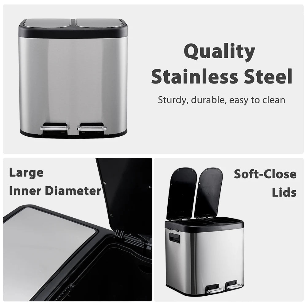 Dual-Compartment Recycling Bin – Organise Your Kitchen with Elegance & Efficiency