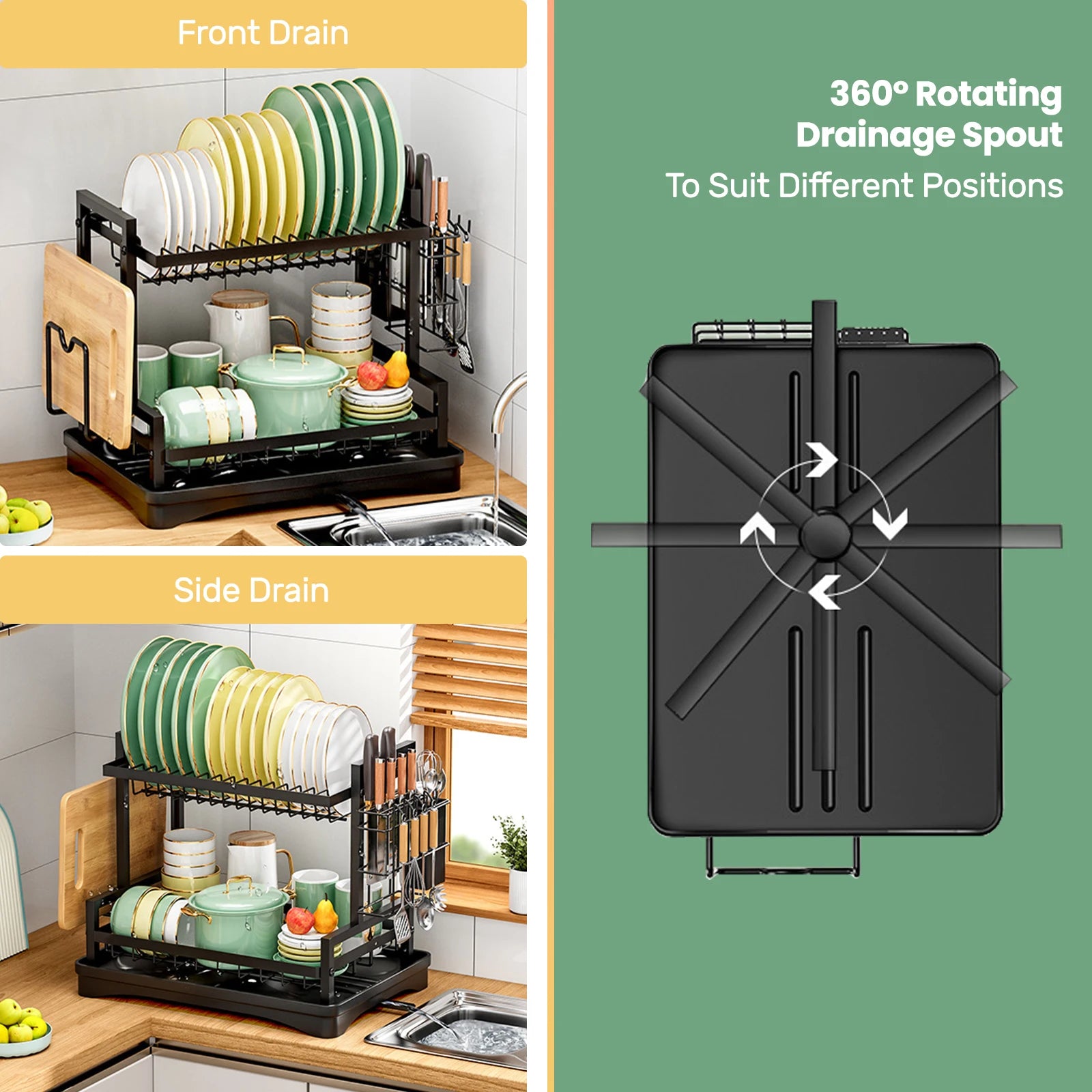 2-Tier Dish Drainer Rack – Elevate Your Kitchen with Smart Design & Seamless Drying Efficiency