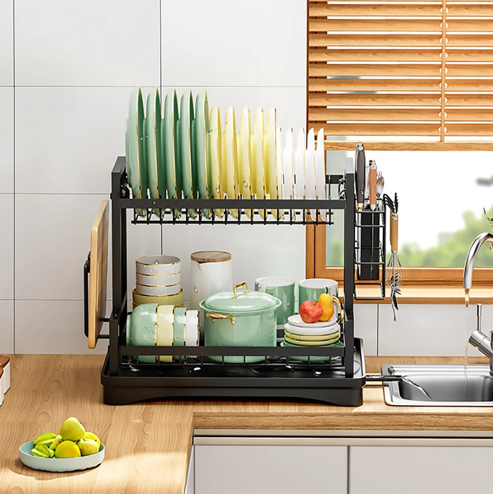 2-Tier Dish Drainer Rack – Elevate Your Kitchen with Smart Design & Seamless Drying Efficiency