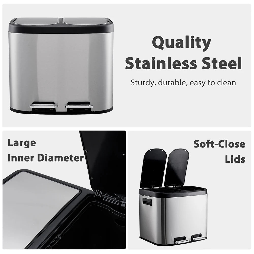 Dual-Compartment Recycling Bin – Organise Your Kitchen with Elegance & Efficiency