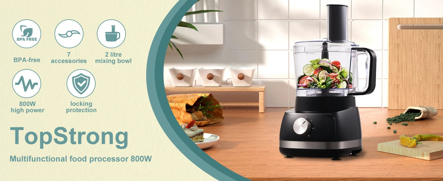 TopStrong 6-in-1 Food Processor – Your All-in-One Kitchen Powerhouse