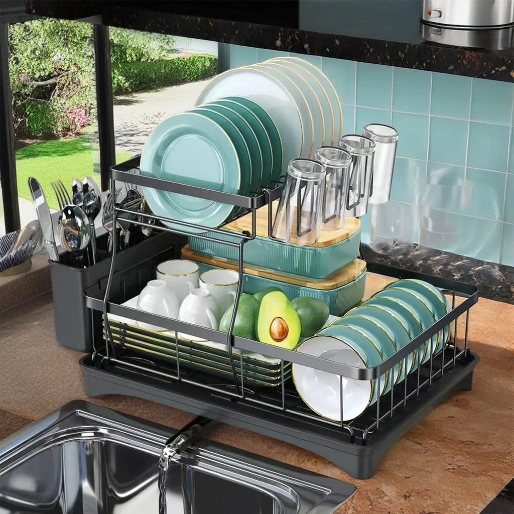 2-Tier Dish Drying Rack – Maximise Your Kitchen Space with Style & Practicality