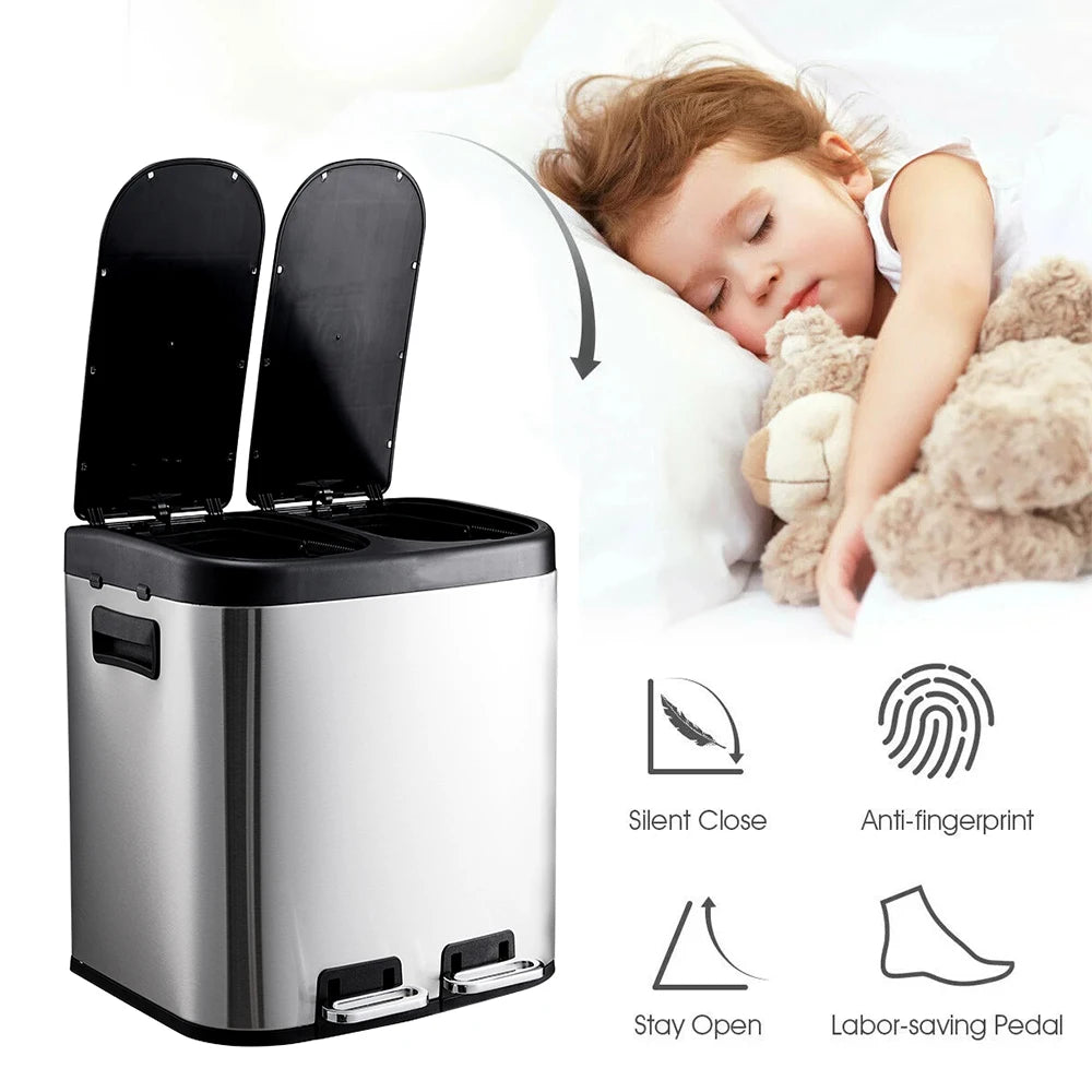 Dual-Compartment Recycling Bin – Organise Your Kitchen with Elegance & Efficiency