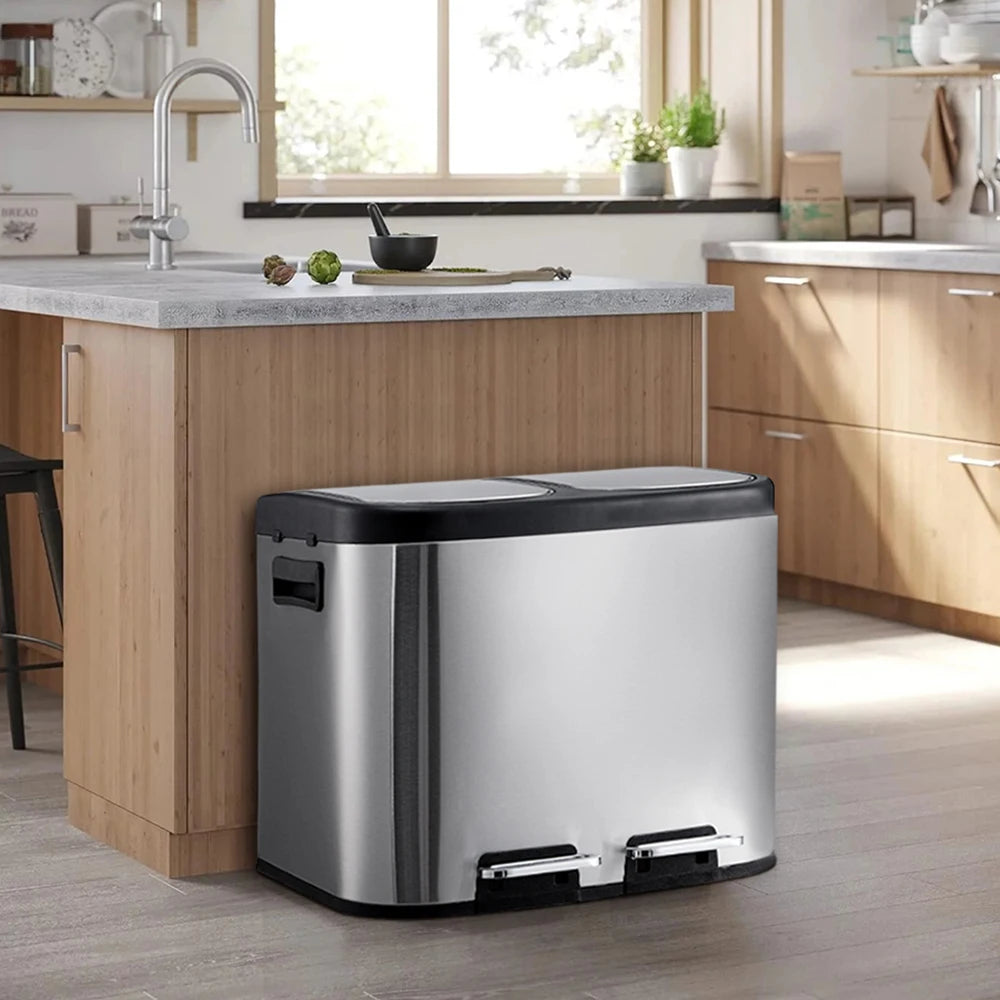 Dual-Compartment Recycling Bin – Organise Your Kitchen with Elegance & Efficiency