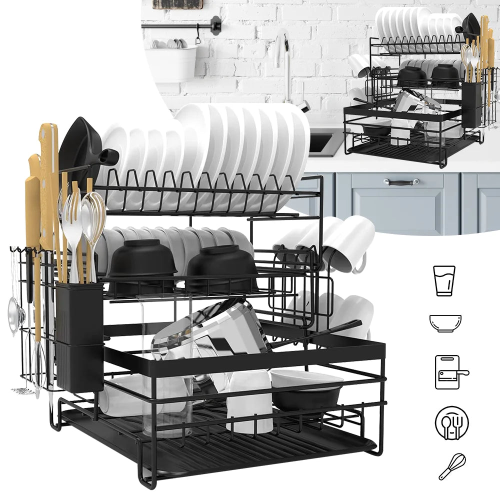 3-Tier Dish Drying Rack – Elevate Your Kitchen with Premium Design & Maximum Functionality