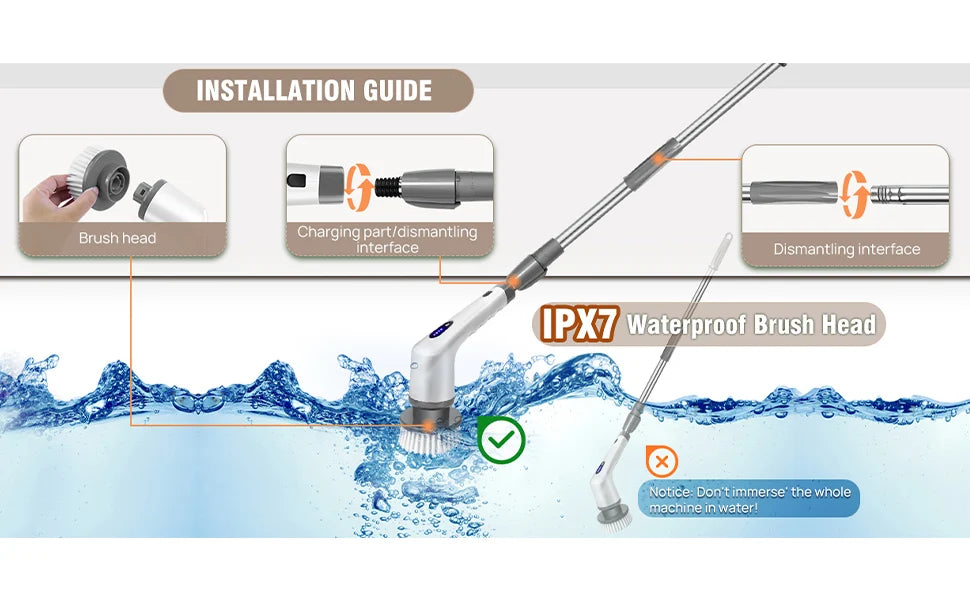 Electric Rotary Cleaning Brush – Effortless Deep Cleaning with 360° Power & Precision