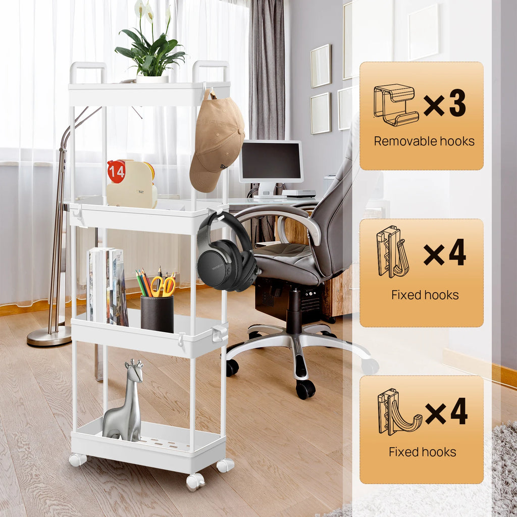 DayPlus 4-Tier Rolling Storage Trolley – Effortless Home Organisation with Space-Saving Mobility