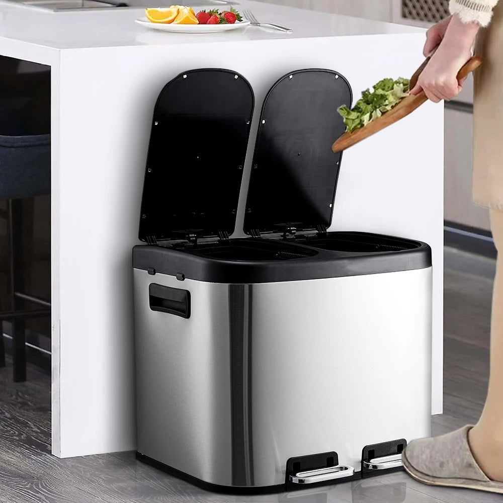 Dual-Compartment Recycling Bin – Organise Your Kitchen with Elegance & Efficiency