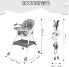3-in-1 Convertible Baby High Chair – Foldable, Portable & Adjustable Dining Seat with Double-Layer Tray for Easy Feeding & Playtime