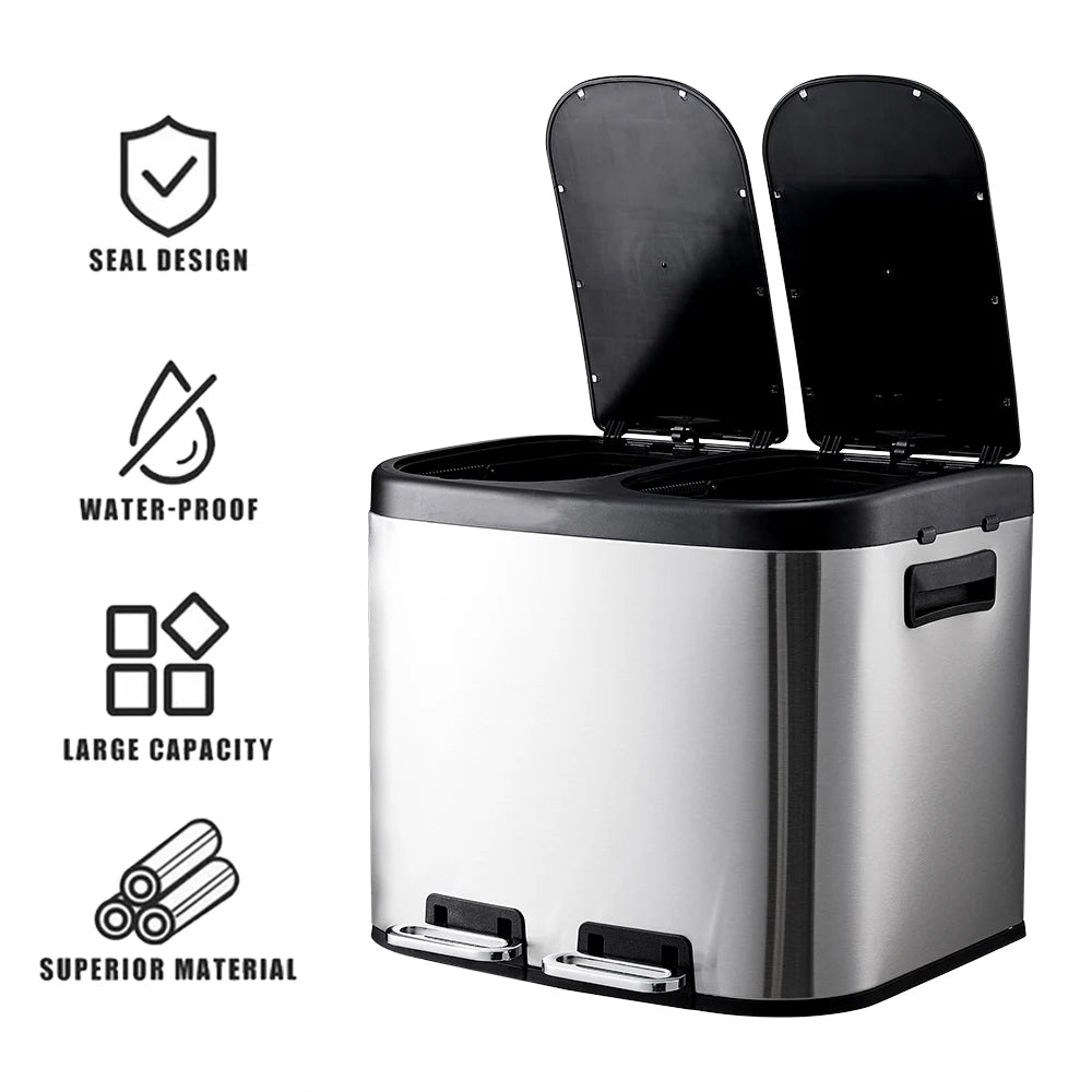 Dual-Compartment Recycling Bin – Organise Your Kitchen with Elegance & Efficiency