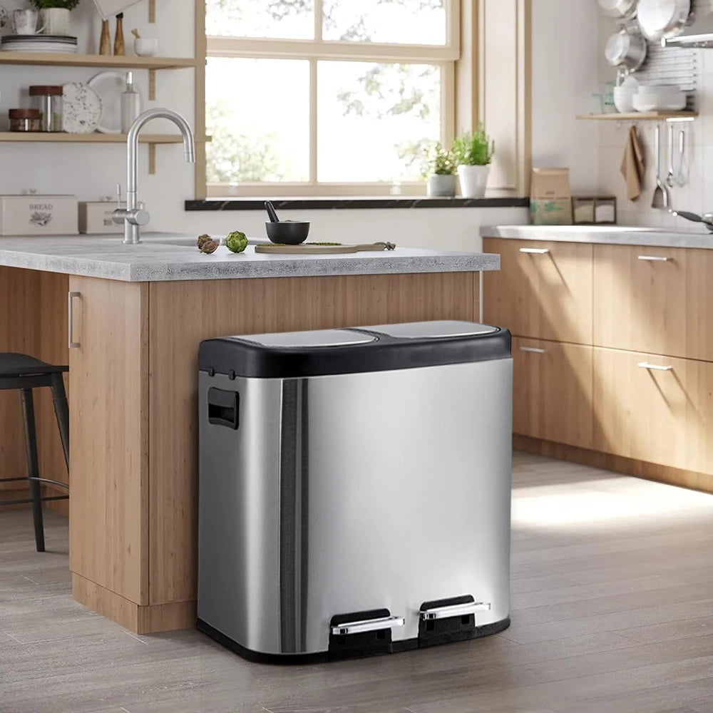 Dual-Compartment Recycling Bin – Organise Your Kitchen with Elegance & Efficiency