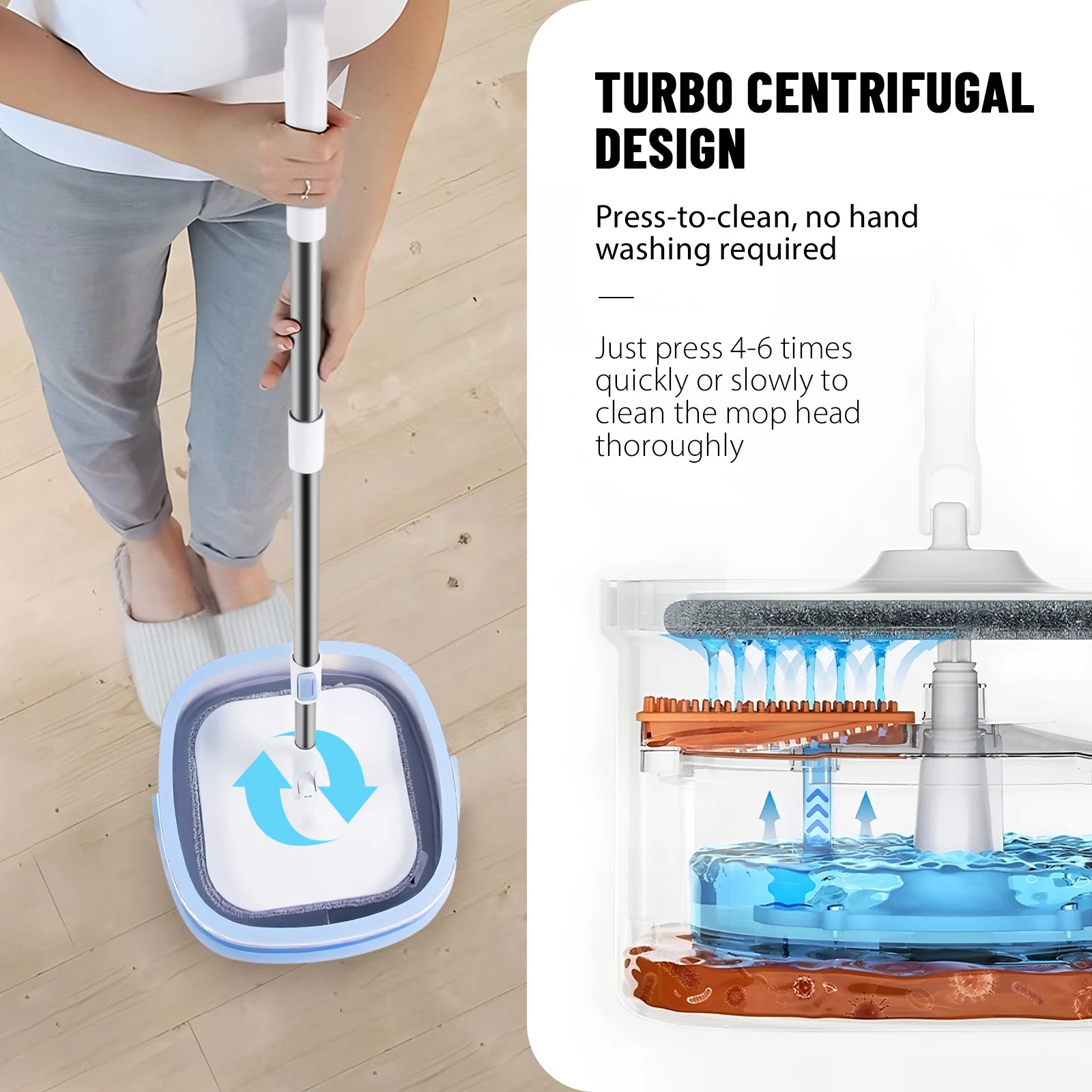 VickHome 360° Turbo Spin Mop – Effortless Floor Cleaning with Precision, Power & Style