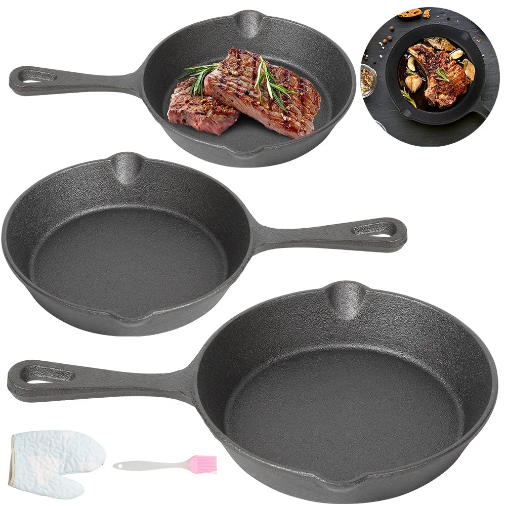 3-Piece Cast Iron Frying Pan Set – Elevate Your Everyday Cooking with Timeless Durability & Superior Flavour