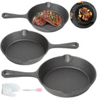 3-Piece Cast Iron Frying Pan Set – Elevate Your Everyday Cooking with Timeless Durability & Superior Flavour