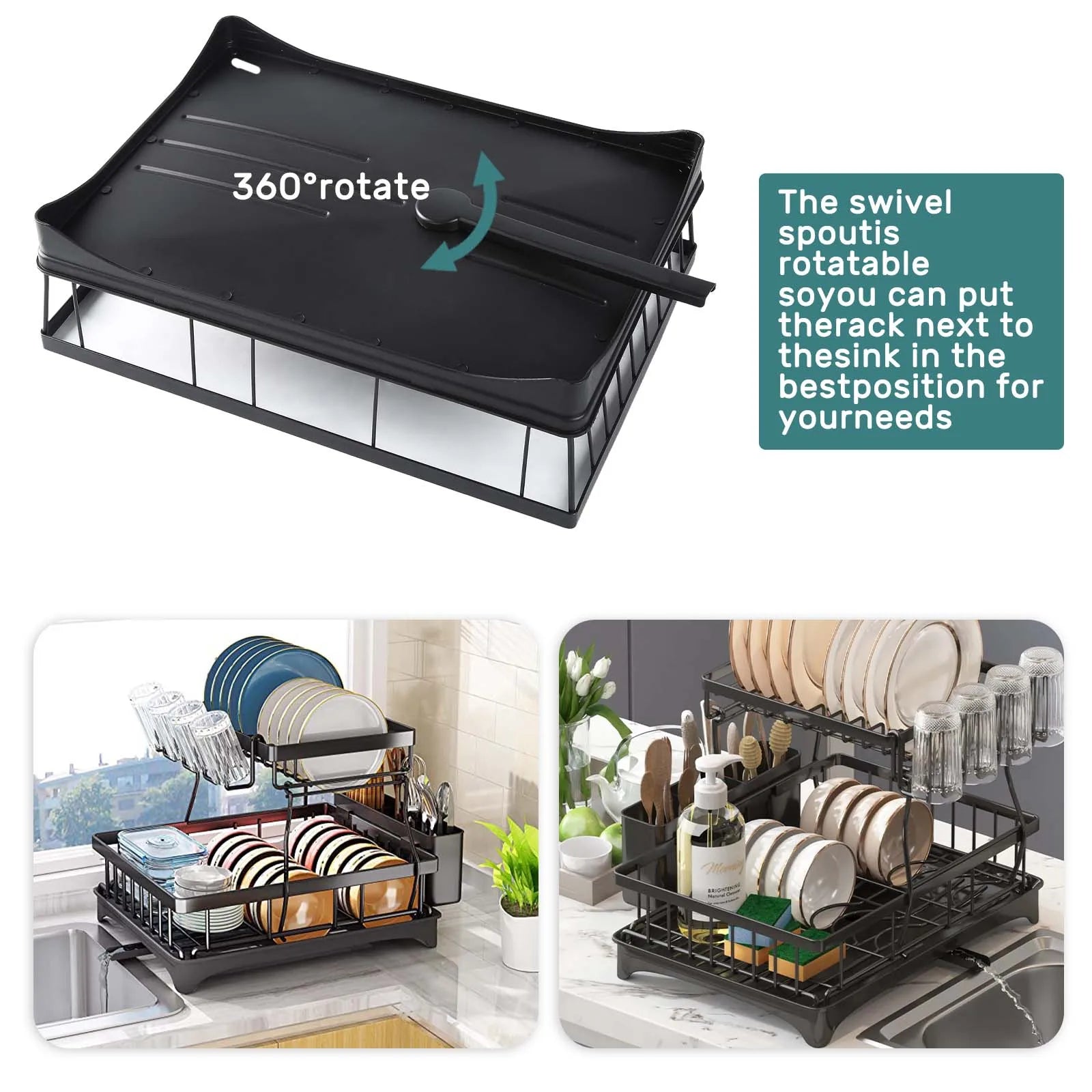 2-Tier Dish Drying Rack – Maximise Your Kitchen Space with Style & Practicality