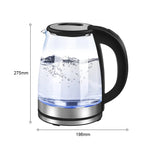 Rapid-Boil Glass Kettle – Sleek 2L 1800W Design with Blue LED & Stainless Steel Finish